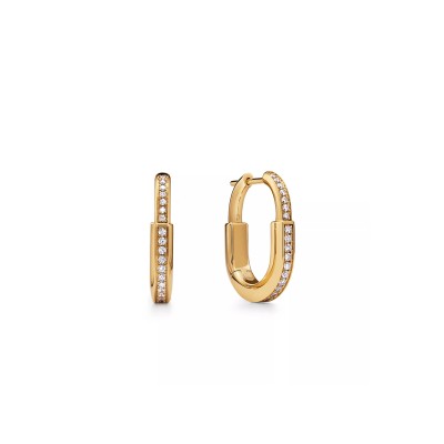 TIFFANY LOCKSMALL LOCK EARRINGS IN YELLOW GOLD WITH PAVÉ DIAMONDS 74365914